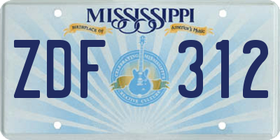 MS license plate ZDF312
