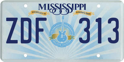 MS license plate ZDF313