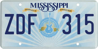 MS license plate ZDF315
