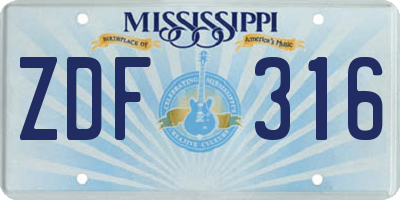 MS license plate ZDF316