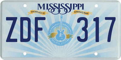 MS license plate ZDF317