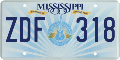 MS license plate ZDF318