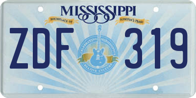 MS license plate ZDF319