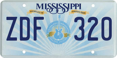 MS license plate ZDF320