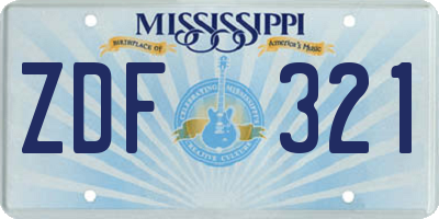 MS license plate ZDF321
