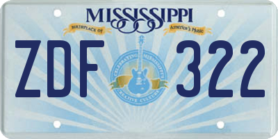 MS license plate ZDF322
