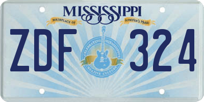 MS license plate ZDF324