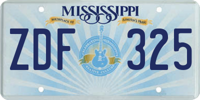 MS license plate ZDF325