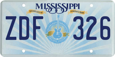 MS license plate ZDF326