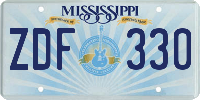 MS license plate ZDF330
