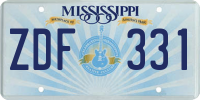 MS license plate ZDF331