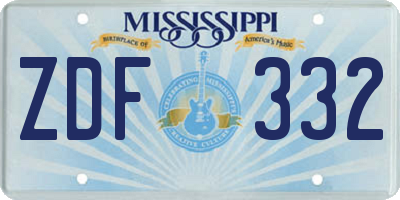 MS license plate ZDF332