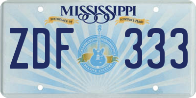 MS license plate ZDF333