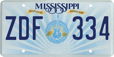 MS license plate ZDF334