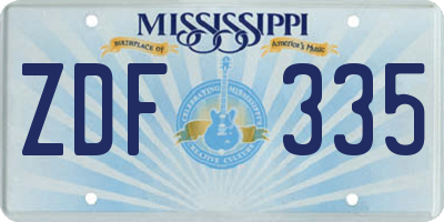 MS license plate ZDF335