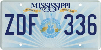 MS license plate ZDF336