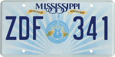 MS license plate ZDF341