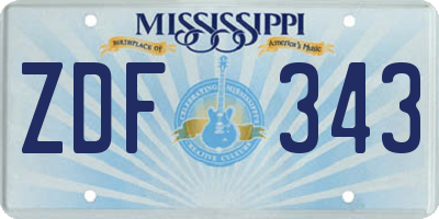 MS license plate ZDF343