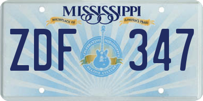 MS license plate ZDF347