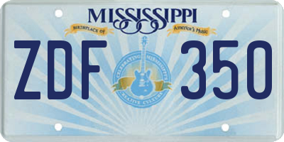 MS license plate ZDF350