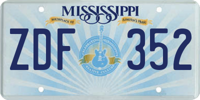 MS license plate ZDF352