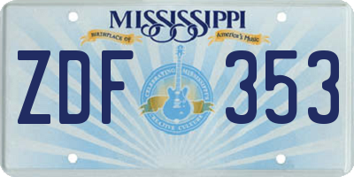 MS license plate ZDF353