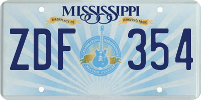 MS license plate ZDF354
