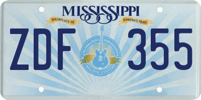 MS license plate ZDF355