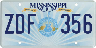 MS license plate ZDF356