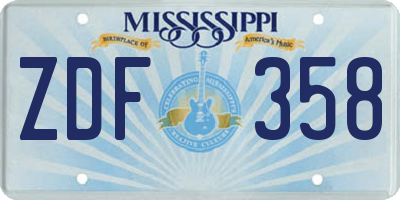 MS license plate ZDF358