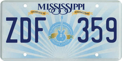 MS license plate ZDF359