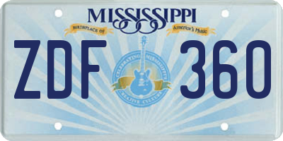 MS license plate ZDF360
