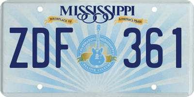 MS license plate ZDF361