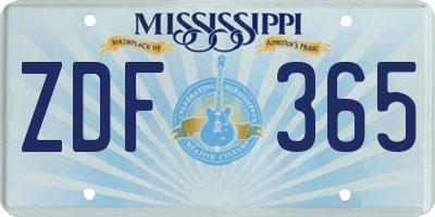 MS license plate ZDF365