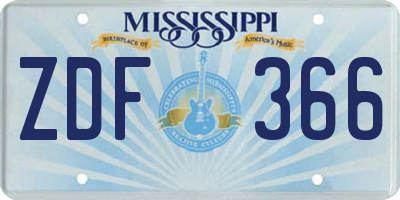 MS license plate ZDF366