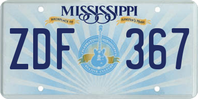 MS license plate ZDF367