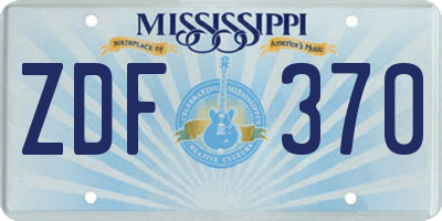 MS license plate ZDF370
