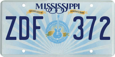 MS license plate ZDF372