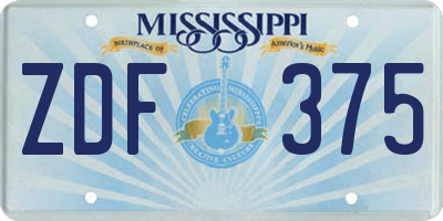 MS license plate ZDF375