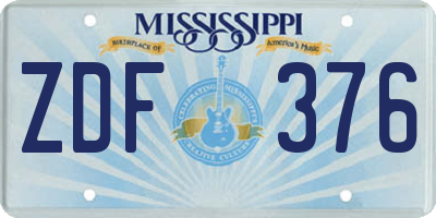 MS license plate ZDF376