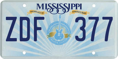 MS license plate ZDF377