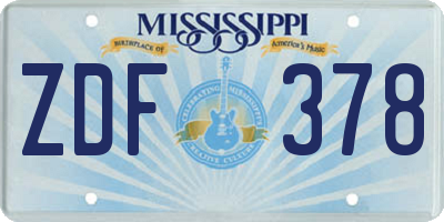 MS license plate ZDF378