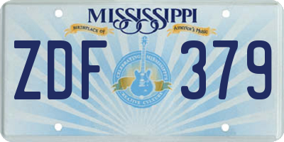 MS license plate ZDF379