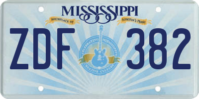 MS license plate ZDF382