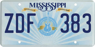 MS license plate ZDF383