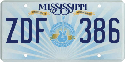 MS license plate ZDF386