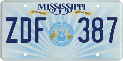 MS license plate ZDF387