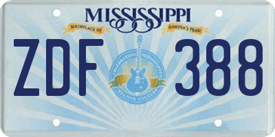 MS license plate ZDF388