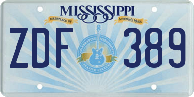 MS license plate ZDF389