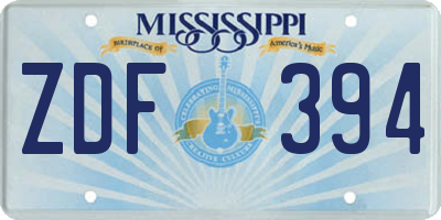 MS license plate ZDF394